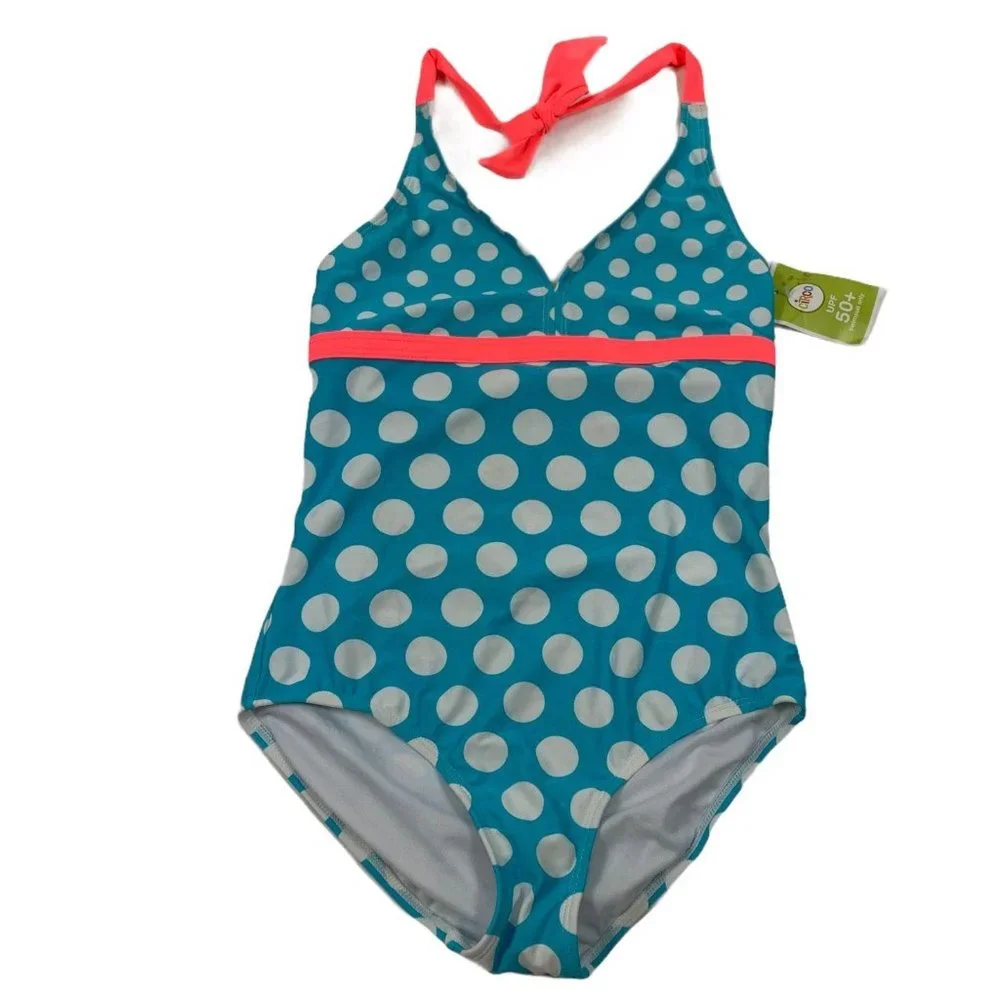 Circo Large Swim Suit NEW Girls Polka Dot One Piece SPF 50+ NWT
